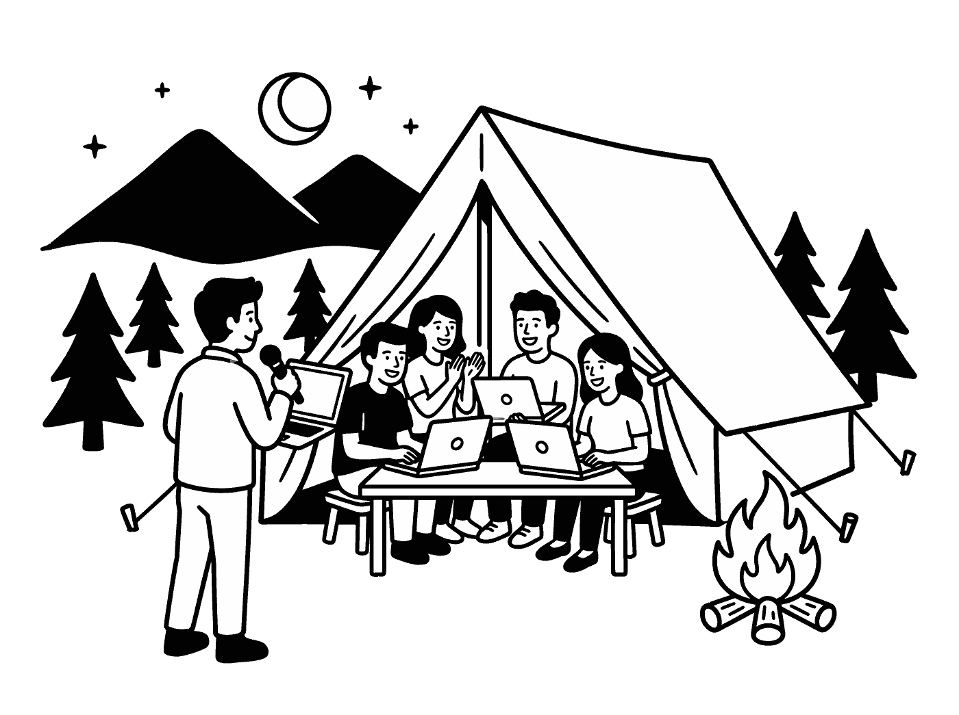 Иллюстрация AI Camp: митап в палатке — Клуб