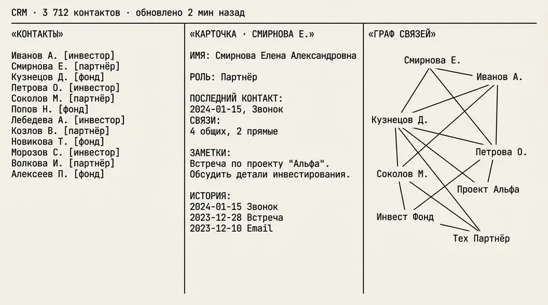 UI: CRM + социальный граф