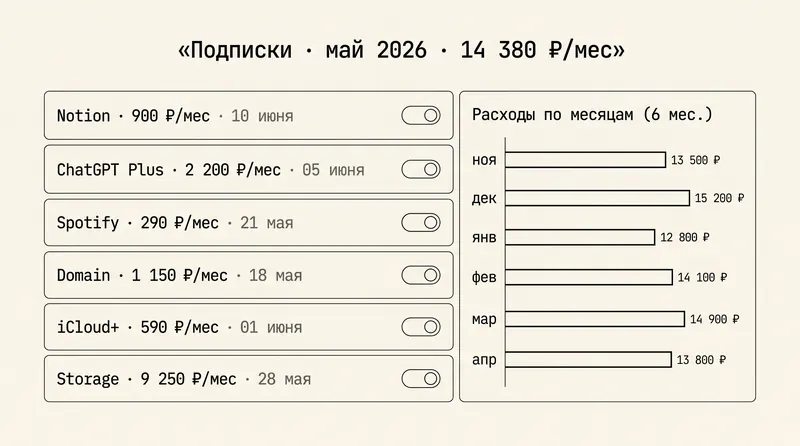 UI: Трекер подписок и расходов