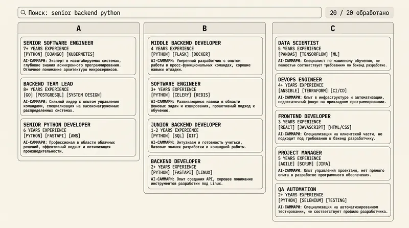 UI: HR-скрининг резюме