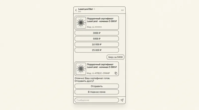 UI: Бот подарочных сертификатов
